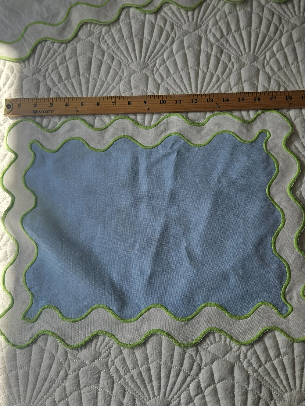 Lilly Pulitzer Blue Linen Placemats with Green Trim